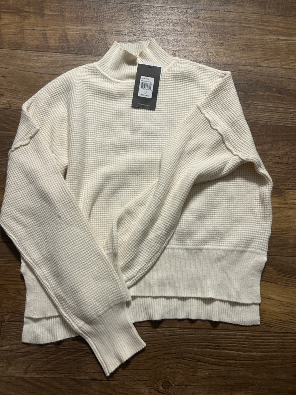 Cyrus Cream Waffle Knit Mock Sweater